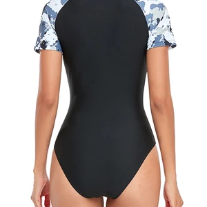 Single -Stück weiblicher Badeanzug mit Zebraabdruck, Kurzarm, Reißverschluss, Tauchkleidung, Surfen, Badetänen 2023 8 Hauptverkäufe Zebra -Set - №6