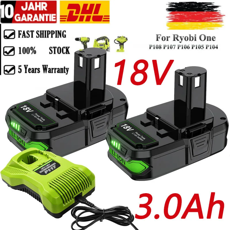 3Ah dla Ryobi 18V wymienna bateria bateria litowa dla Ryobi 18-woltowy jeden narzędzie bezprzewodowe RB18L25 P107 P108 P109 P102 P103