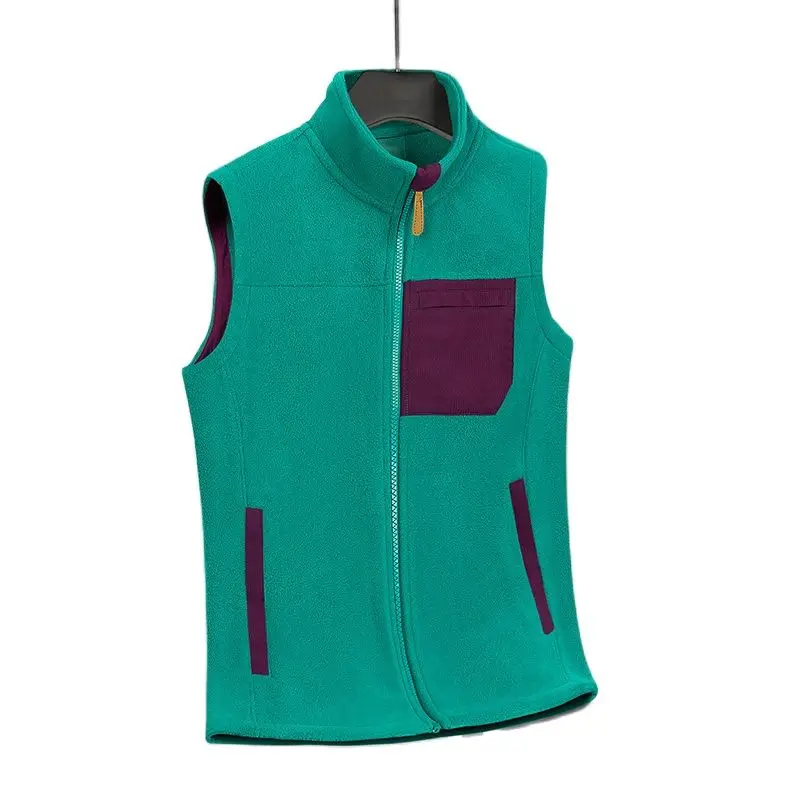 Autumn and Winter Outdoor Men's Fleece Vest with Thick and Warm Standing Collar Cardigan Sports Vest for Women Biker Vest