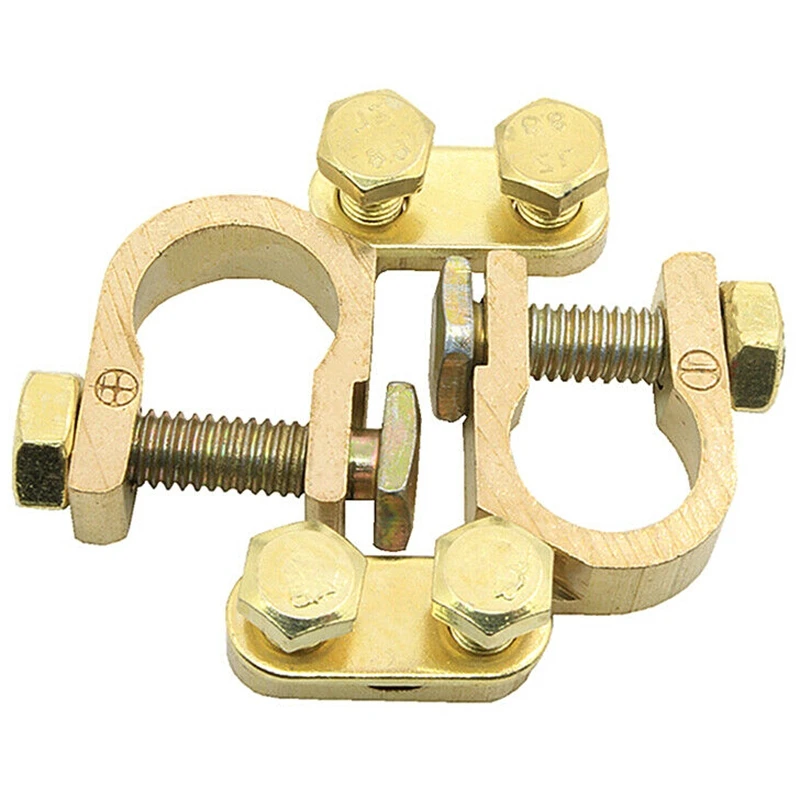 

1 Pair Car Battery Terminal Clamp Connection Trim Positive Negative Brass Cable