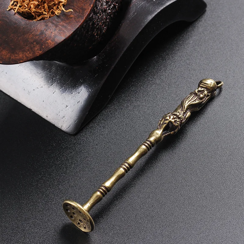 Tobacco Pipe Press Stick Tamper Smoke Pipe Cleaner Pokers Tobacco Smoking Accessories Handicraft Decoration the God of Longevity