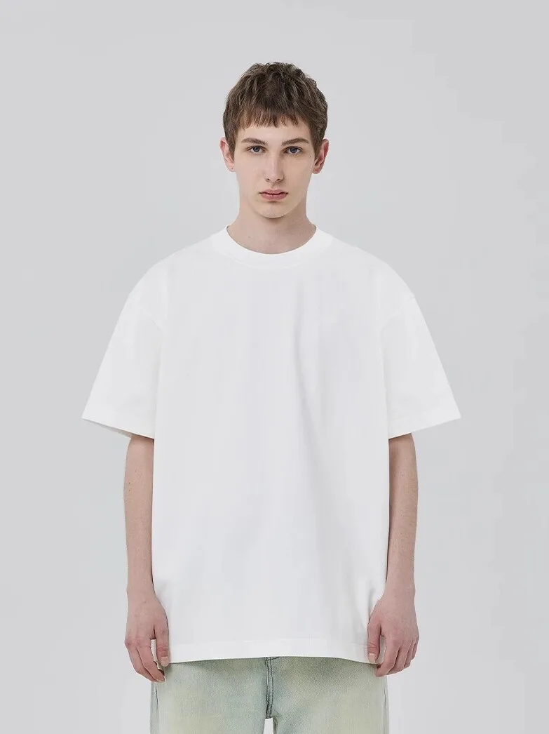 

Мужская футболка из плотного хлопка с коротким рукавом, свободного кроя, с круглым вырезом, базовая, модная, в американском уличном стиле