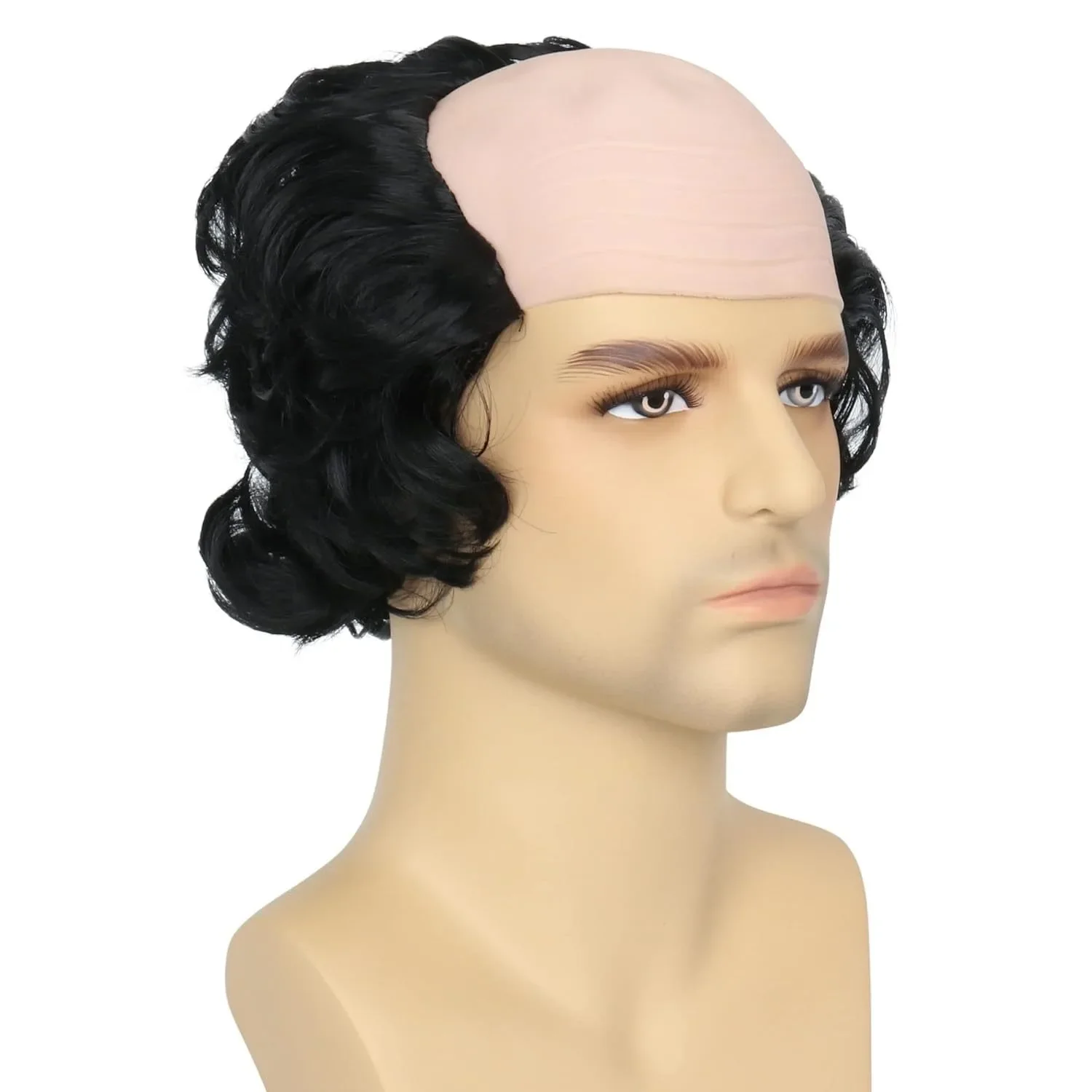 Perruque de cheveux chauve pour hommes, fête COS d'halloween, scientifique, vieil homme, jeu de rôle, boule de maquillage, casque, perruques de Cosplay