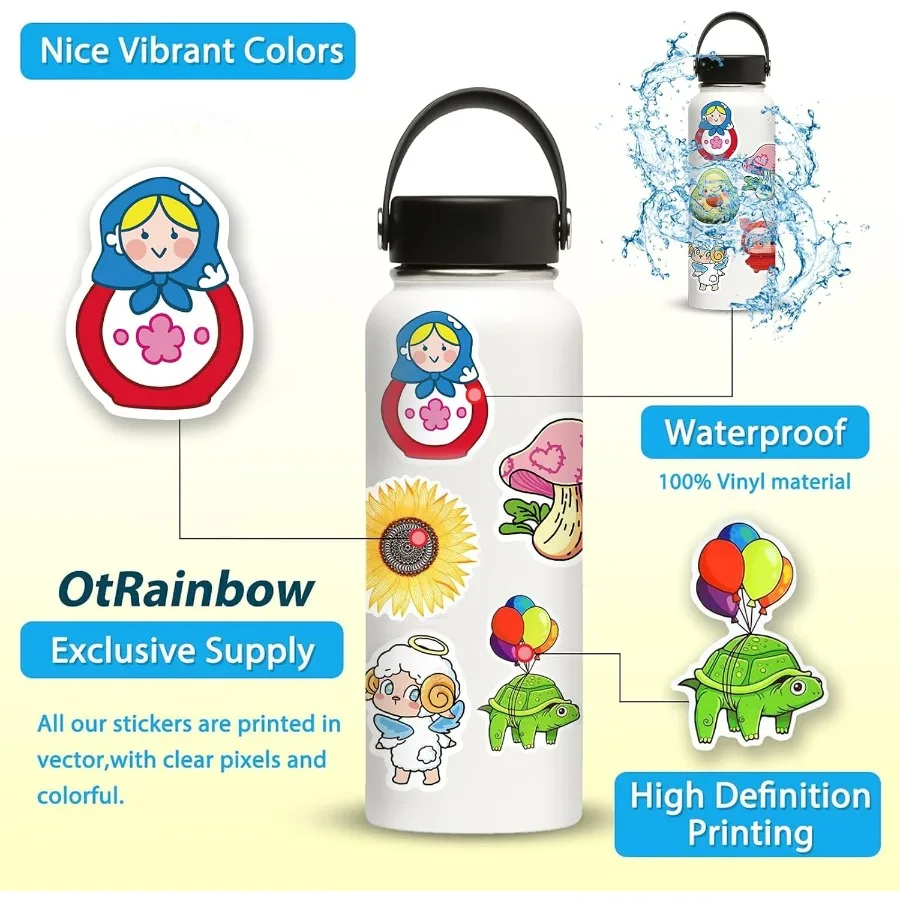 Paquete de 300 pegatinas de vinilo impermeables VSCO coloridas con diversos tamaños, paquete de 50850 Uds para adolescentes y niñas, Ideal para ordenador portátil Water Bo