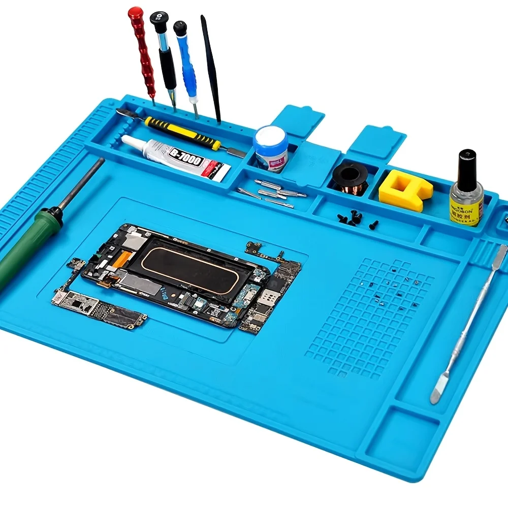 Magnetic Soldering Station Mat Antistatic High Temperature Resistance Silicone Work Mat for Electronic Phone Laptop Watch Repair