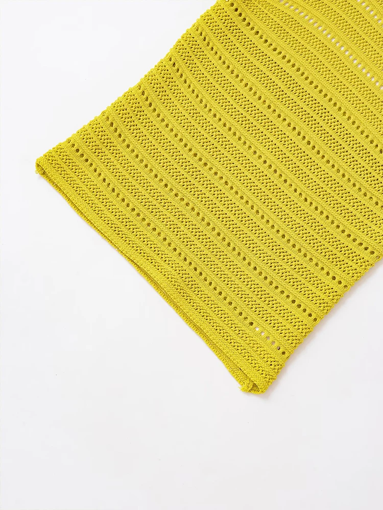 สไตล์ยุโรปและอเมริกาใหม่ของผู้หญิงสไตล์วันหยุดกลวงเนื้อเชือกแขวนคอคอเปลือยลูกไม้ขึ้นเสื้อกันหนาวแขนกุด