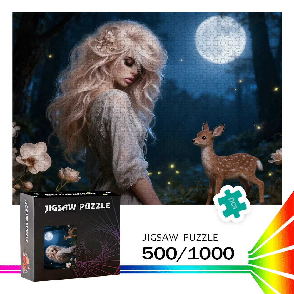 

500pcs or 1000pcs Blonde in Long Dress Jigsaw Puzzle Suitable for Birthdays, Back to School, Halloween, Christmas, Thanksgivin