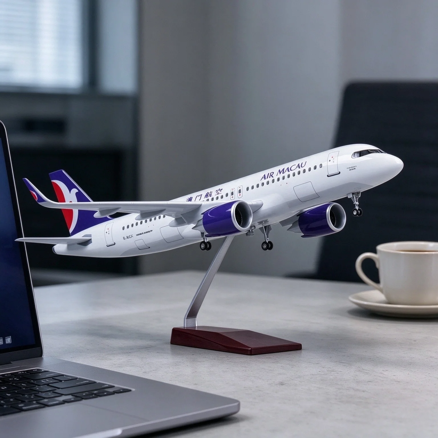 47CM Scale Aircrafts A320neo Air Macau Air-bus 320 Plastic Model Airplane Diecast With Landing Gear Assemble Model Collection