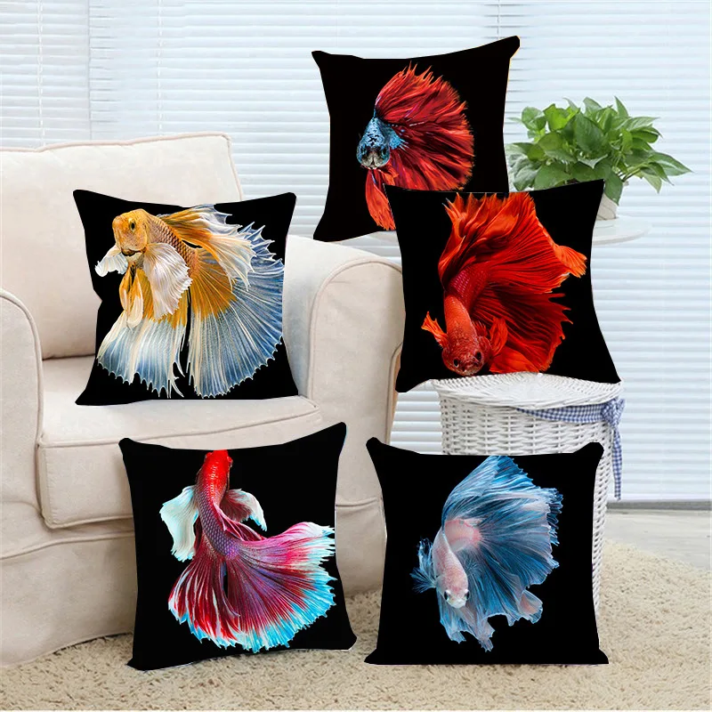 New Creative Colorful Pet Fish Plush Cushion Case Modern Dynamic Goldfish Pillows Case Office Sofa Couch Throw Pillow Home Decor