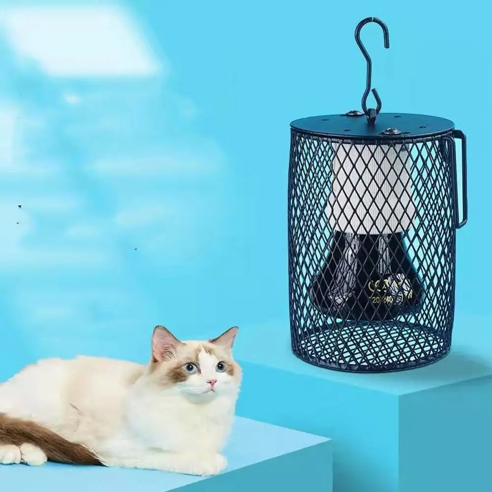 السيراميك باعث الحرارة الحيوانات الأليفة التدفئة عاكس الضوء قفص مزدوج شبكة حديدية قبة الزواحف الحرارة عاكس الضوء E27 لمبة حامل