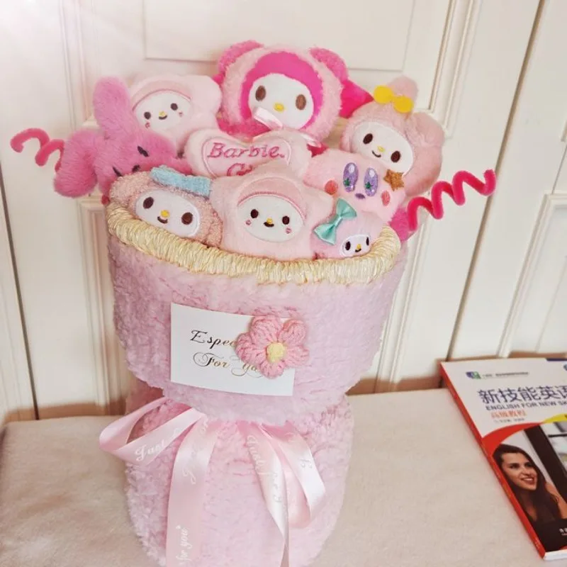 Kawaii سينامورول مرحبا كيتي بلدي ميلودي سانريو الطلاب لطيف الكرتون الدمى باقة ألعاب من نسيج مخملي غرفة الديكور هدية للأطفال
