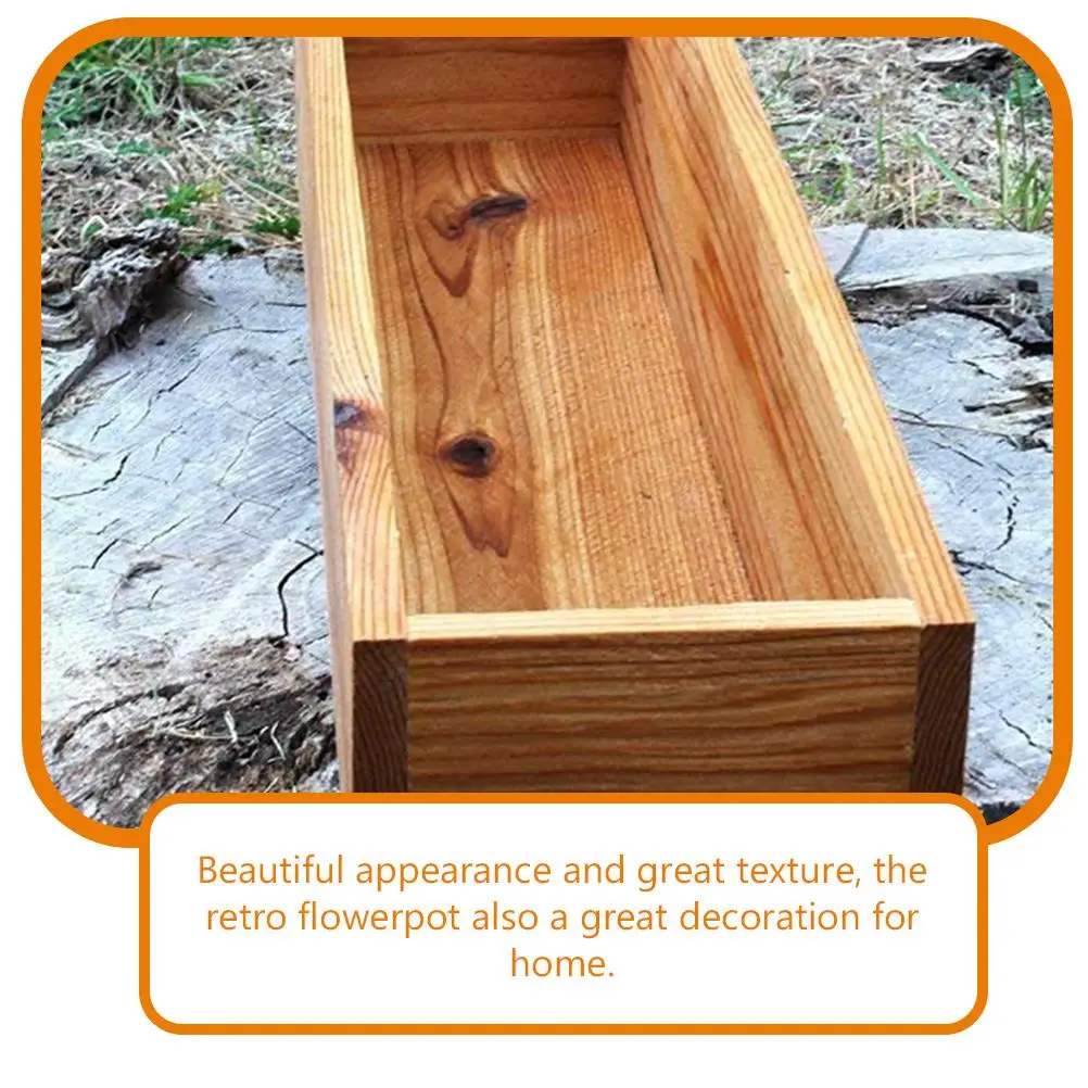 30X11X8.5Cm Rectangular Carbonized Solid Wood Flower Planter Box Outdoor Balcony Garden Indoor Cedar Window Boxes Wooden Flower - Image 6