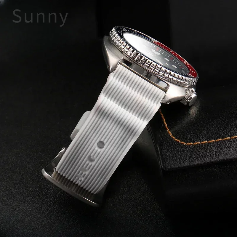 For Seiko Watch Strap White Blue Black Canned Needle Buckle Diving Sne545p1 Men\'s Prospex Series Sne547p1 22mm Accessories