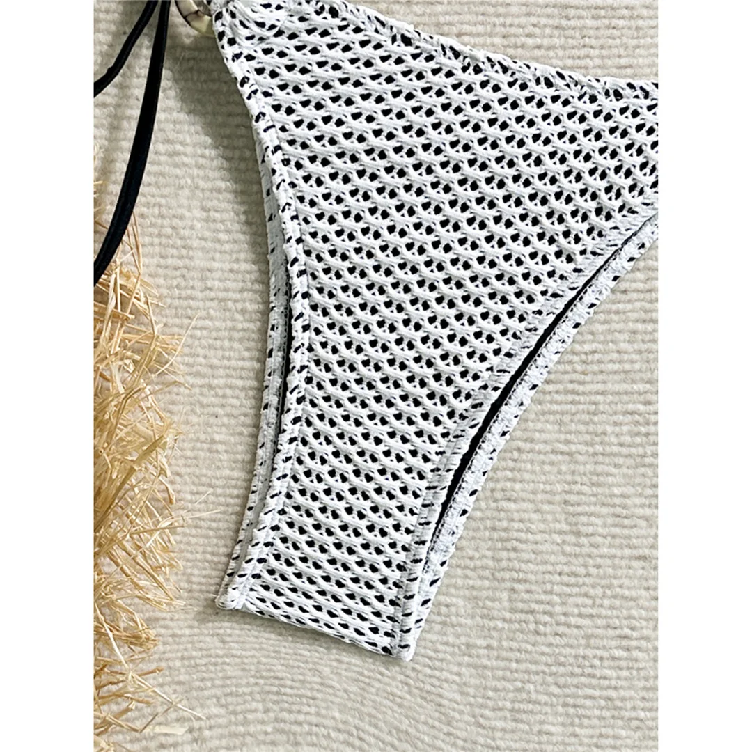 Gefalteter Neckholder-Bikini, zweiteiliges Bikini-Set, Damen-Badeanzug, Badebekleidung für Frauen, mit Trägern, hoch geschnitten, Badeanzug, Badebekleidung, V7043 – Detail 13