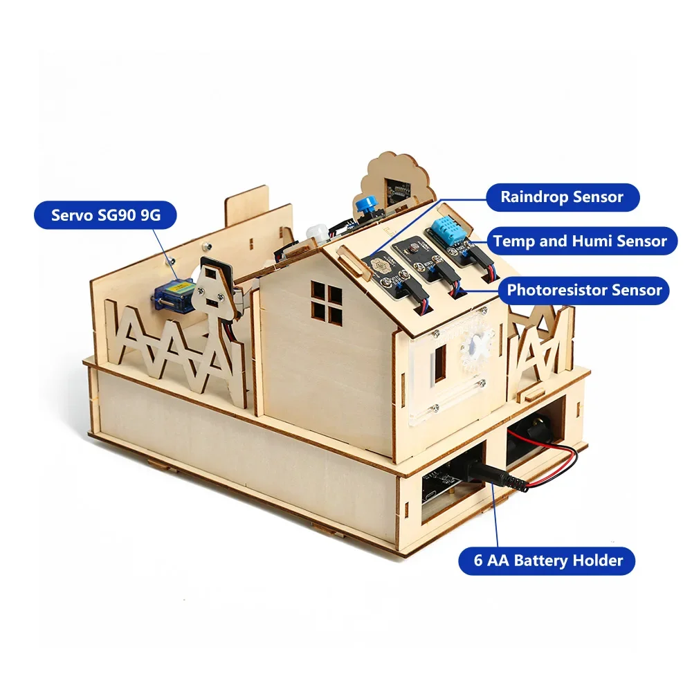 

z Robotlinking DIY Smart Home Kit for Arduino Kit Robot Starter Automation Projects Wooden House Learning Kit for ESP32