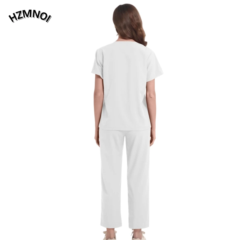High quality operating room short sleeved women's nursing gown set, unisex elastic quick drying surgical work uniform