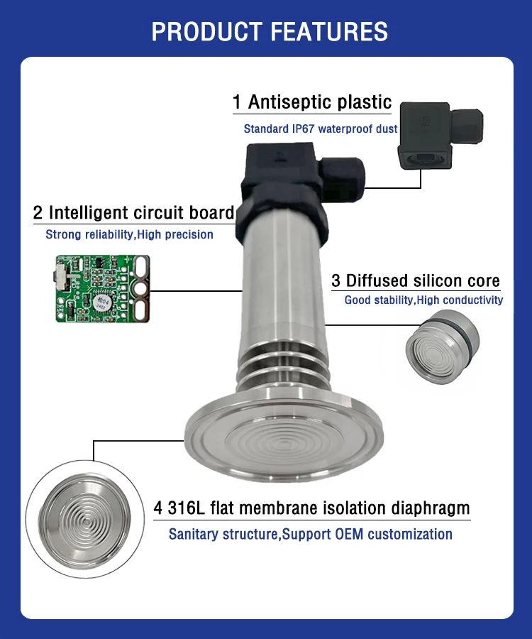 Factory Direct Sale Steam High Temperature 0.2% FS Accuracy Pressure Transmitter