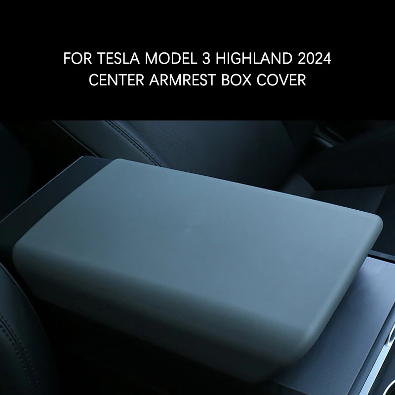 

1 Pc TPE Car Central Armrest Box Cover for Tesla Model 3 Highland 2024 Black/White Removable Cover Automobile Accessories