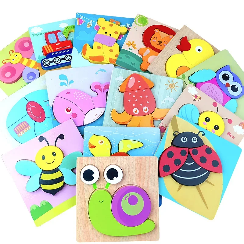 

Cartoon Animal Three-dimensional Puzzle Board Thickened Wooden Puzzle Toy for Young Children and Babies