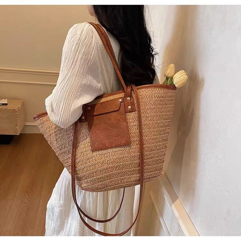 

Fashionable New Large Capacity Shoulder Bag, Handwoven Vacation Style Casual Women's Versatile Handbag