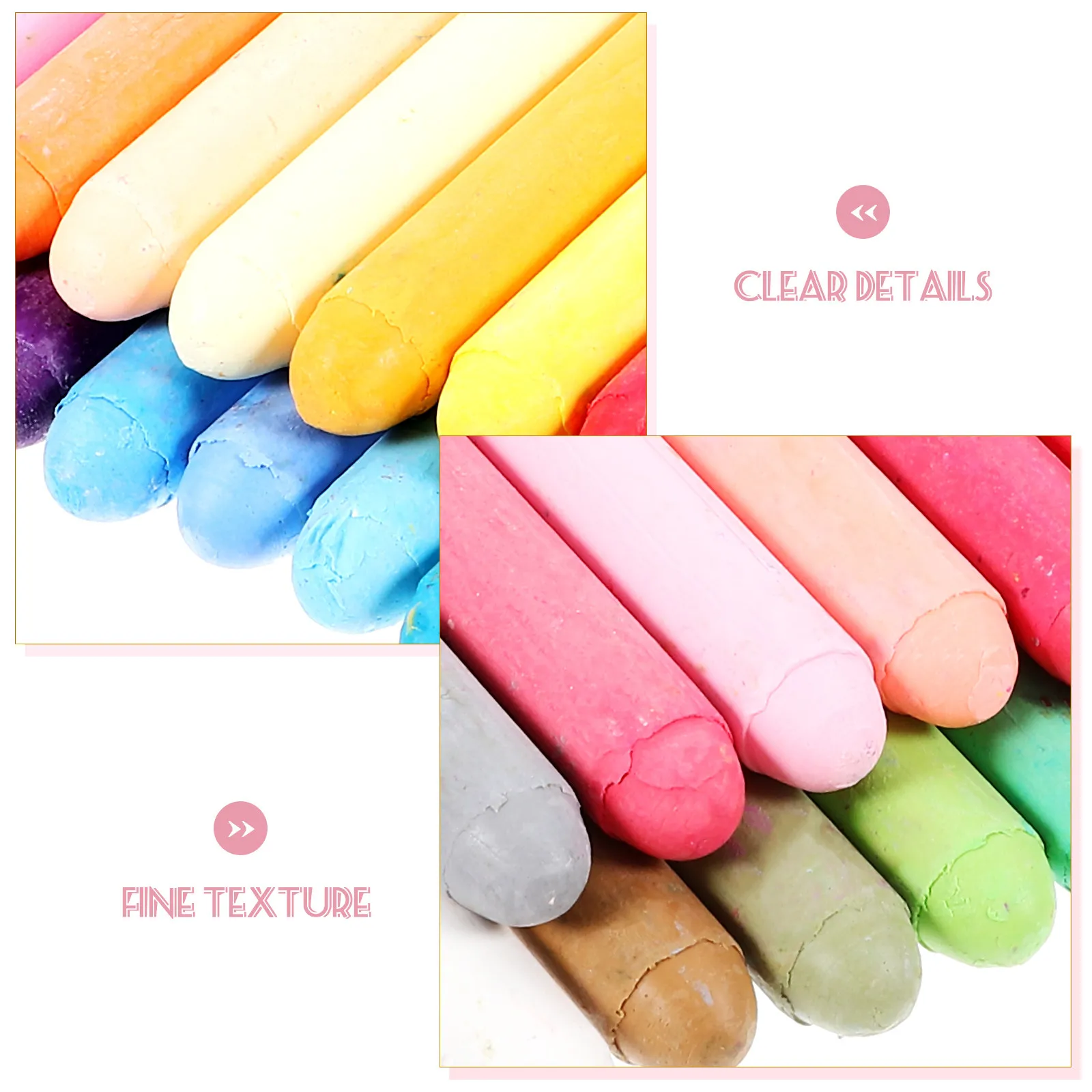 24Pcs Professional Dust Free Colored Chalk Set Moderate Density Smooth Writing for Teachers Sidewalk Chalkboard Drawing