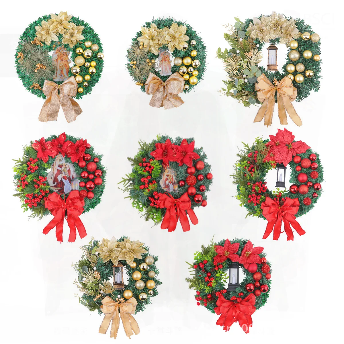 

Hong Kong Love Christmas Wreath Decorative Door Hanging Prop Light Luxury Semi-Manual Mechanical Jesus Theme New Cross-border
