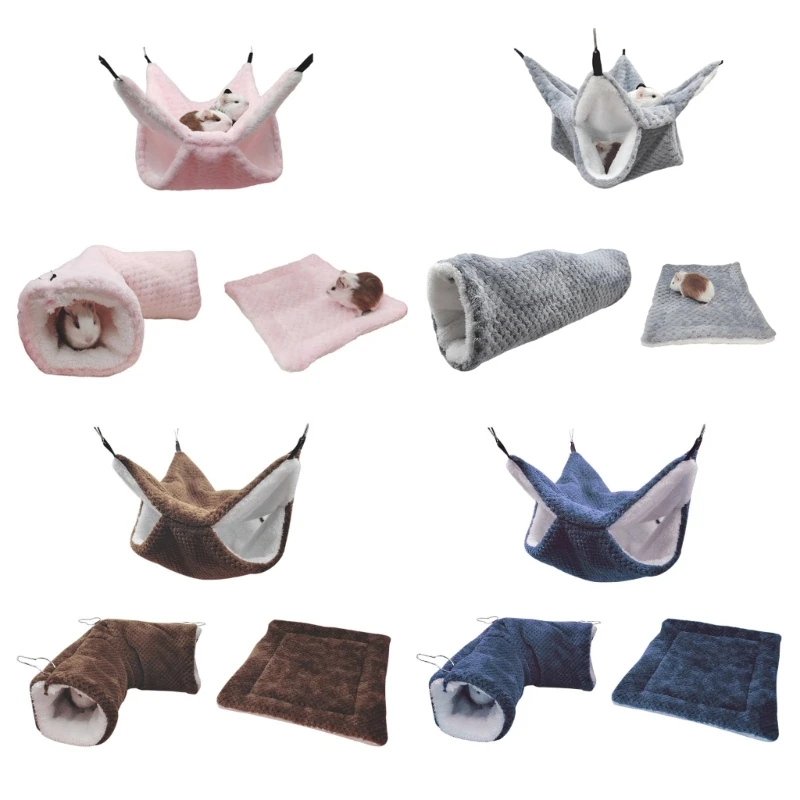 

Hamster Warm Nest Hanging Winter Bed Hammock +Tunnel +Pad Hideaway Set of 3 Dropship