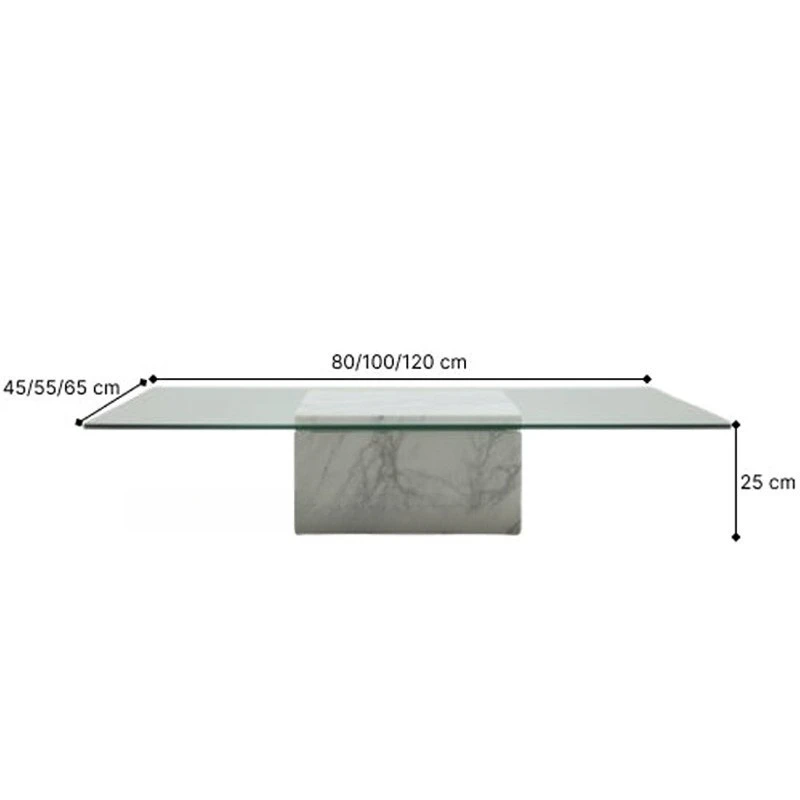 Nordic personality natural marble travertine coffee table light luxury living room clear glass square tea table coffee table