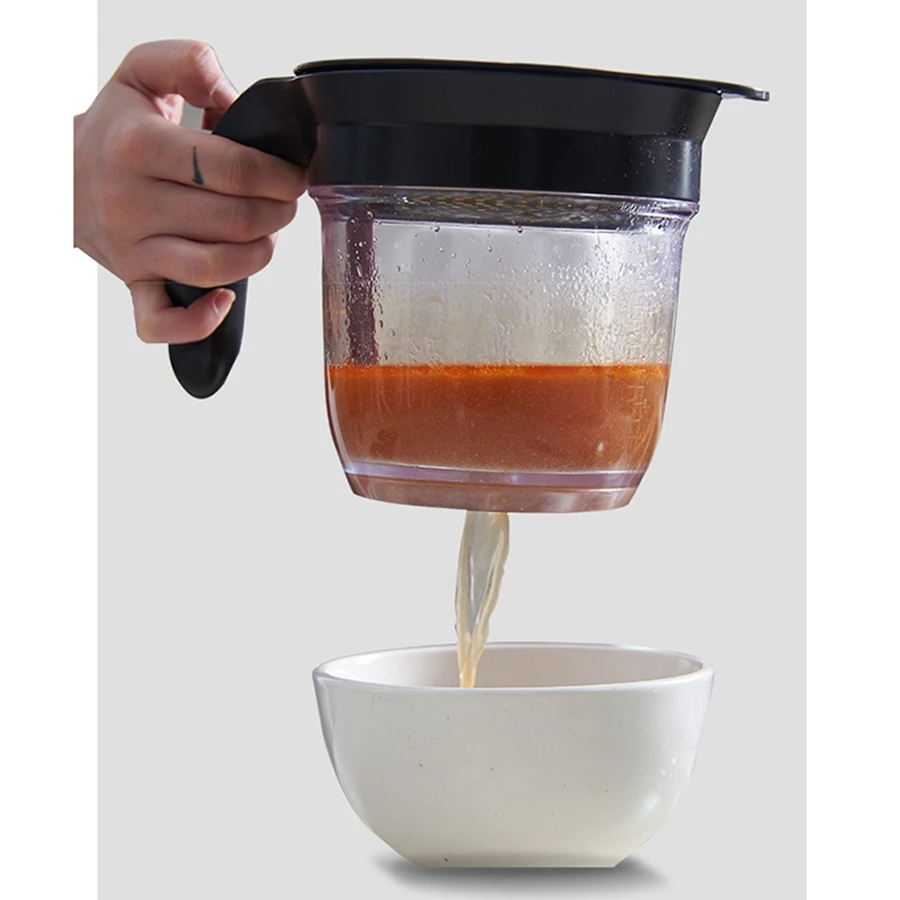 Kitchen Tool Fat Separator with Bottom Release Fat Separator with Strainer Soup Residue Oil Filter Separate