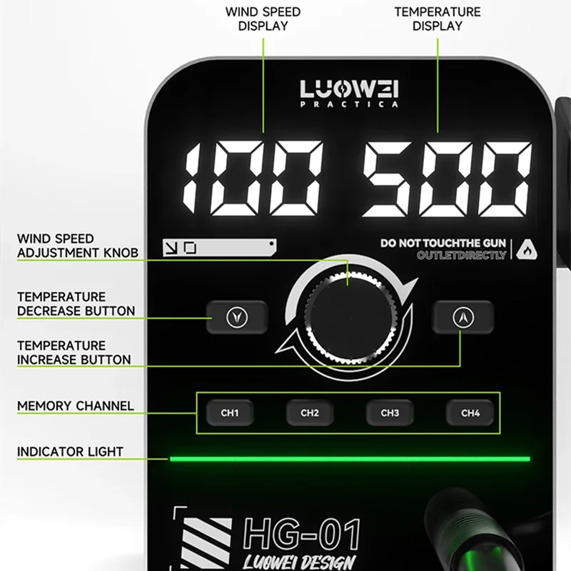 LUOWEI HG-01 800W 휴대 전화 BGA 수리를위한 뜨거운 공기 디 솔더링 스테이션 스마트 디지털 디스플레이 고전력 가열 플랫폼