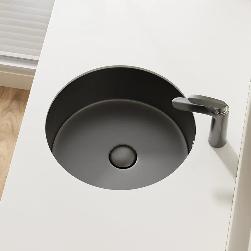 

Бытовые раковины под столешницей, керамическая простая круглая утолщенная раковина, большая одинарная раковина, современные кухонные аксессуары для ванной комнаты