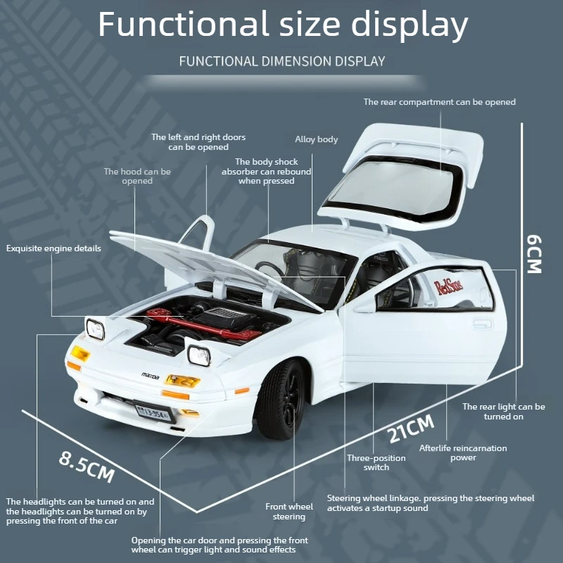 Cool Stuff Toy Car Funny Gift-1:24 Scale Alloy Sports Car Model,Kawaii Inertia Return Sound Light Racing Car Toy,Toys for Boys