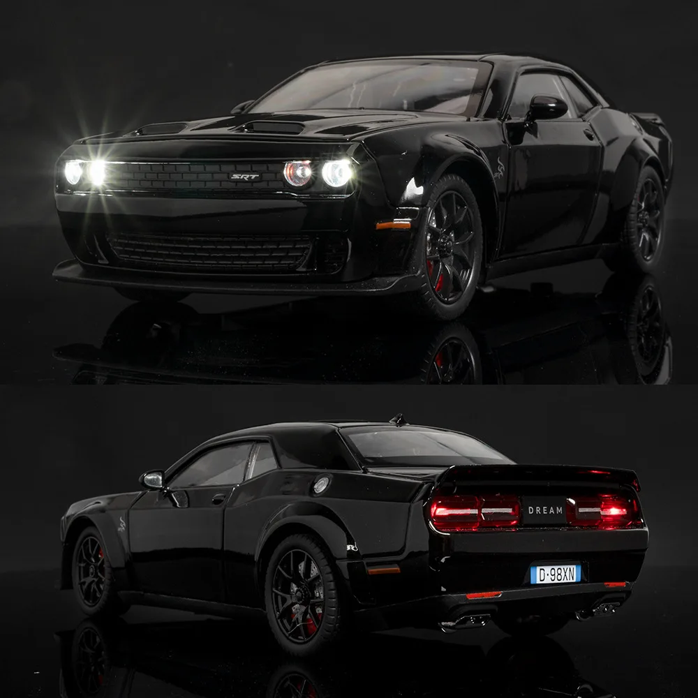 

1:24 SRT Hellcat Alloy Classic Sports Car Model Diecast Metal Vehicles Car Model Sound Light Toy Collectibles Gift