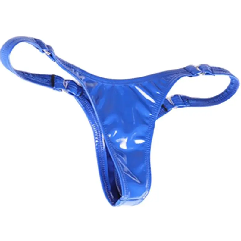Shiny PVC Faux Latex Sexy Low Waist T-Back Butt-Lift Small Briefs Narrow Crotch G-String Peach Heart Thongs Women's Underwear