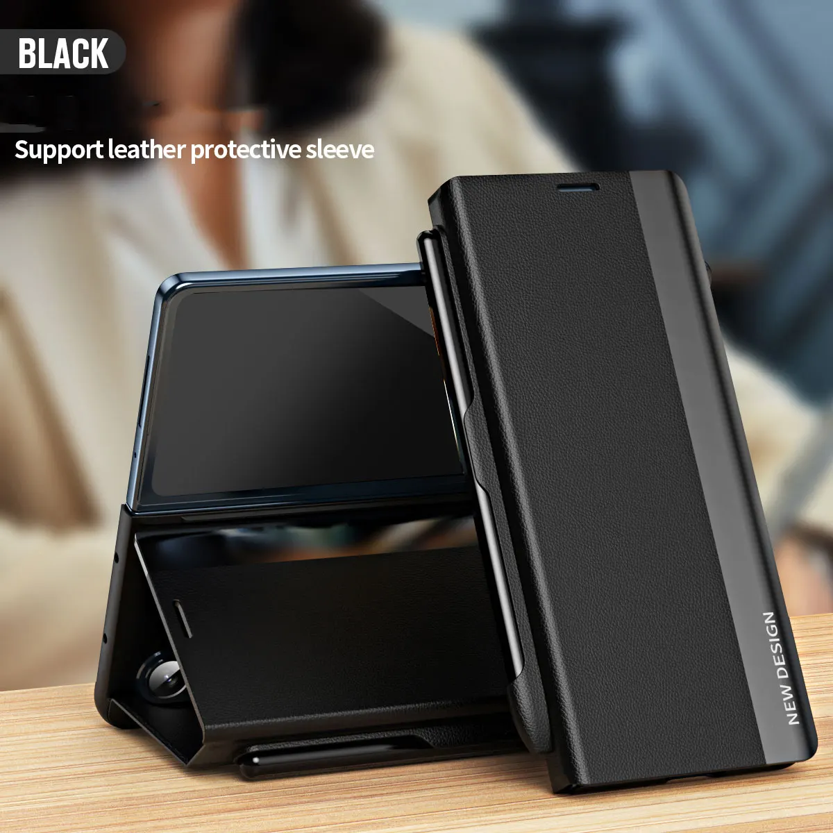 Stand Holder Case for Samsung Galaxy Z Fold 8 Fold8 TriFold Cover PU Leather S Pen Slot Shockproof Flip Magnetic Shell Fundas