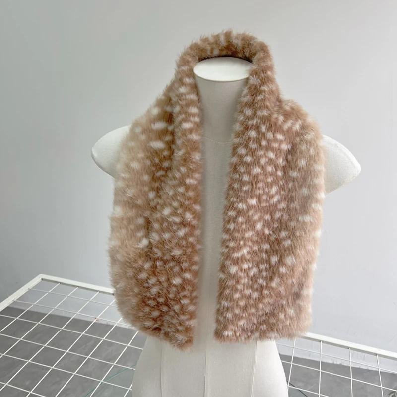 

Cute Winter Warm Faux Fur Scarf Reindeer Furry Scarf Warm Shawl Christmas Decor Performance Costume Plush Long Neck Warmer
