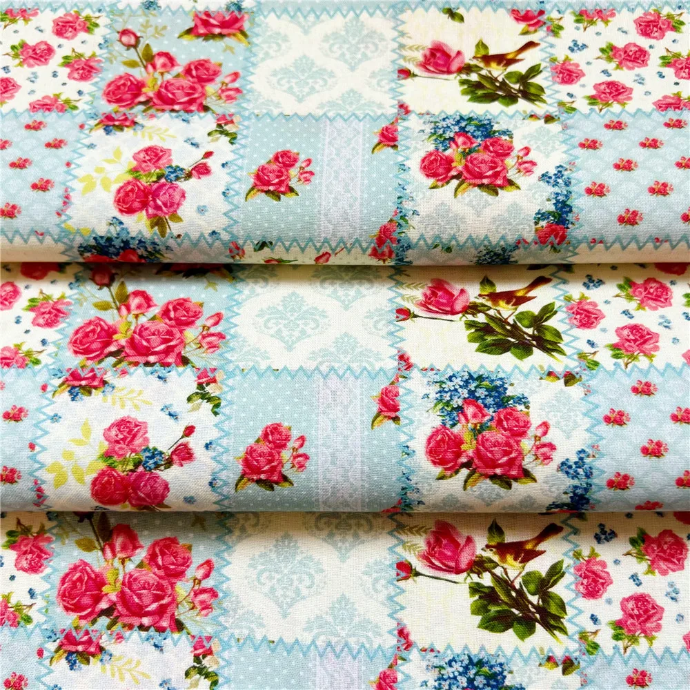 Floral Vintage flower Printed 100% Cotton Fabric Patchwork Sewing Quilting Fabrics Needlework For Tissue DIY Cloth Sewing Dress