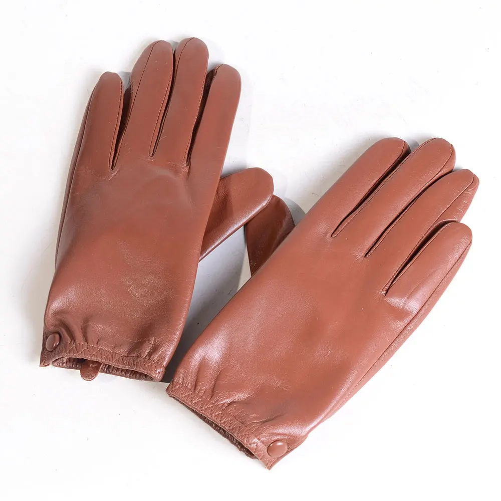 Guantes cortos tácticos para mujer, de piel auténtica, Forro fino, piel de cabra, retráctil, con pantalla táctil, para montar