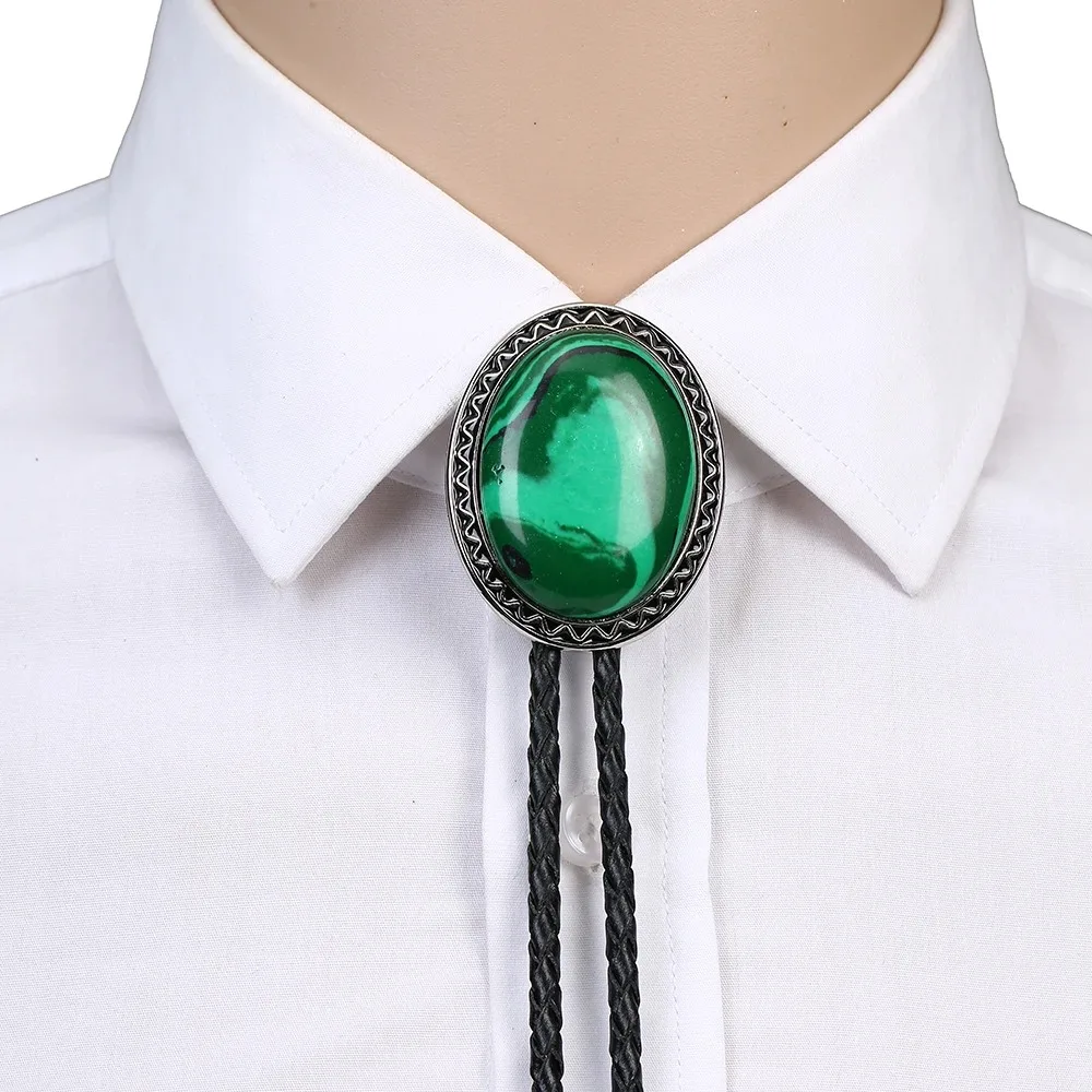 Vintage double eagle shape turquoise  bolo tie for man Indian cowboy western cowgirl leather rope zinc alloy necktie