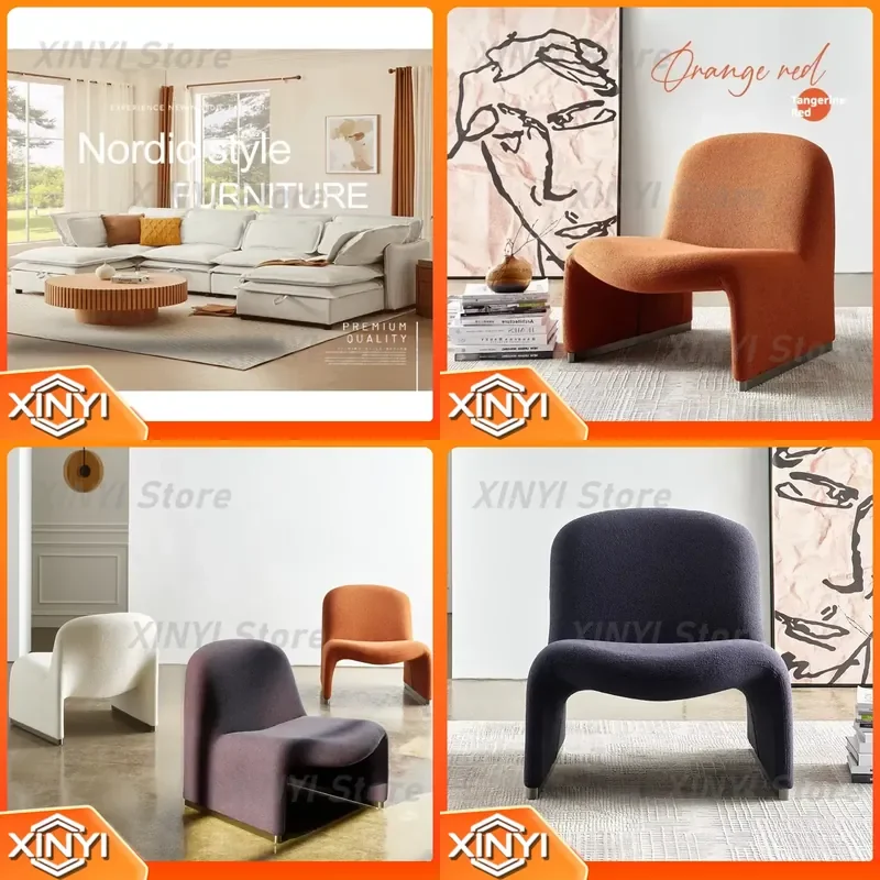 Custom Minimalist Style Italian Velvet Fabric Leisure Single Sofa Chair for Home Office Living Room Bedroom Apartment for