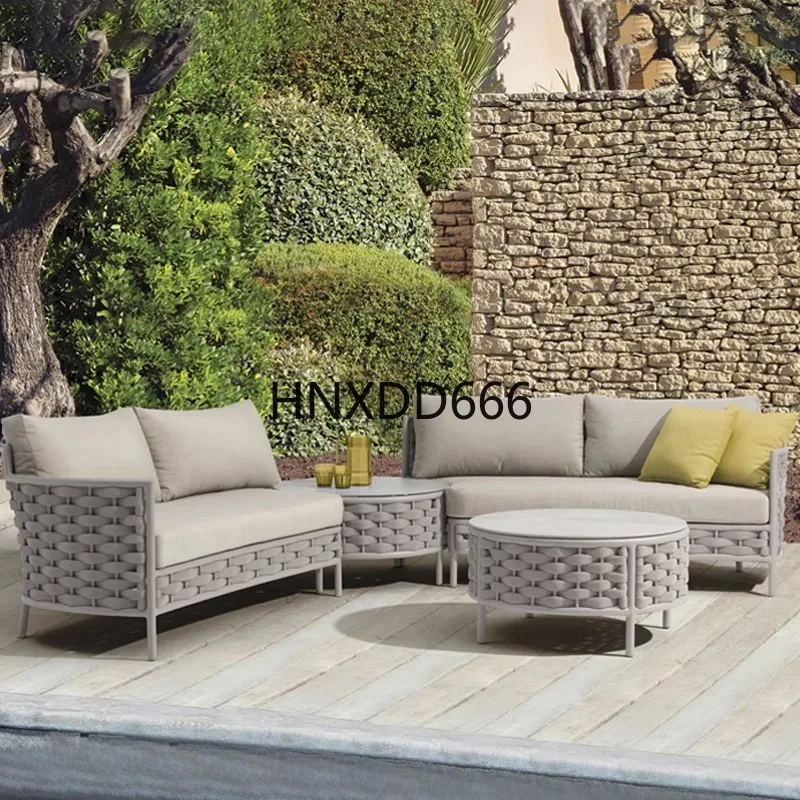 Outdoor Rattan Sofa Combination Terrace Set Rain And Sun Protection Garden Furniture Wicker Chair for Patio