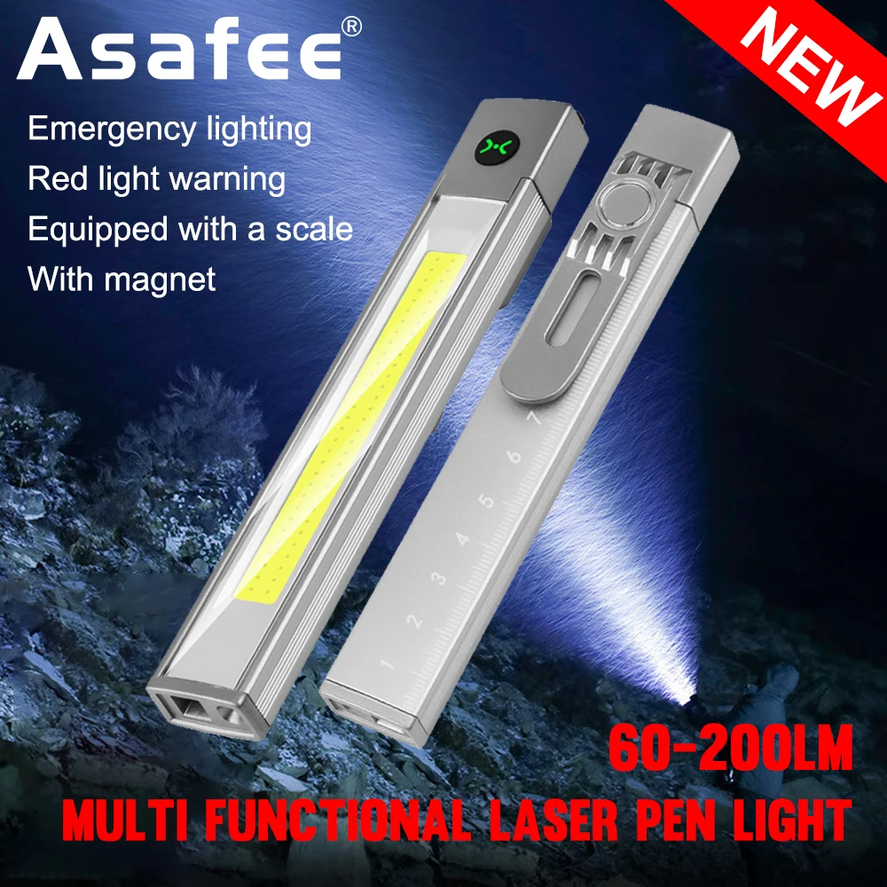 

Asafee K-512 Small Multifunctional Laser Flashlight Managetic COB Infrared LED Power Torch Camping Running Fishing Lamp