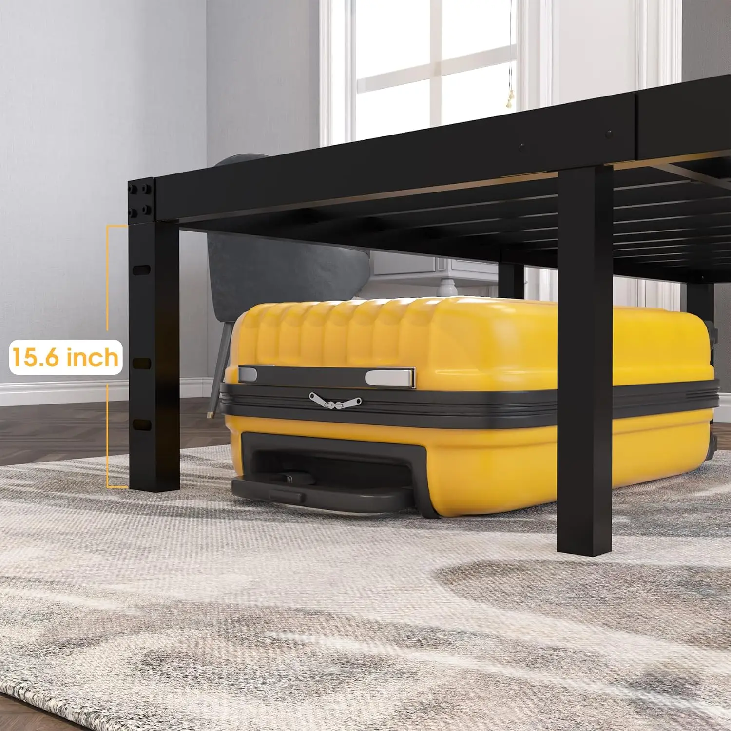 إطار سرير معدني متين عالي 18 بوصة مع سهولة التجميع ودعم شريحة فولاذية بسعة 4000 رطل