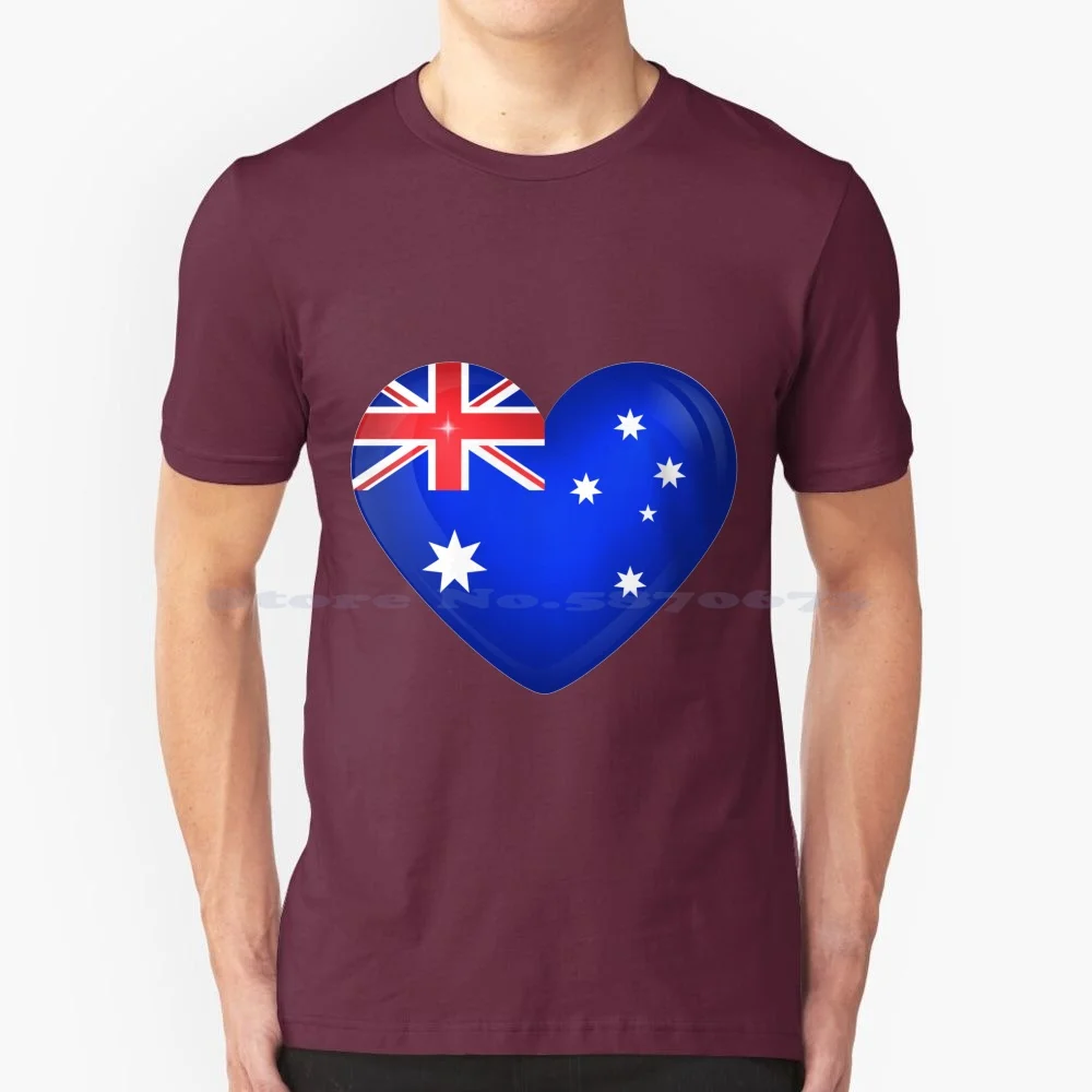 Australian Flag Heart-I Love Australia T Shirt 100% Cotton Tee Taz Australian Anthem I Saved The Australian Flag Advance