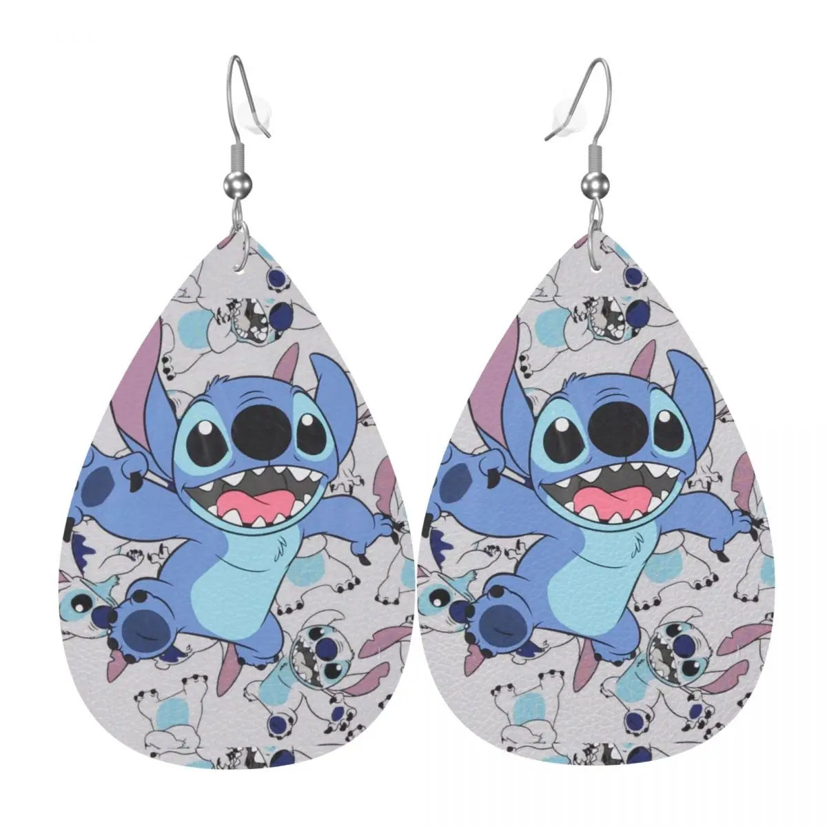 

Custom Drop Dangle Earrings Stitch Manga Anime Leather Teardrop Earrings PVC Leather for Gifts Dainty Jewelry