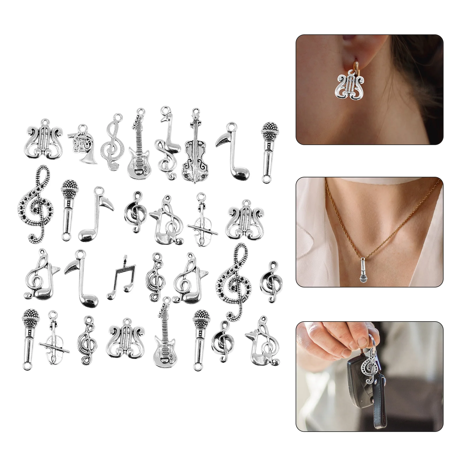 70 Pcs Music Symbol Pendant Charm for DIY Jewelry Musical Note Charms Key Chain Accessories Alloy Making