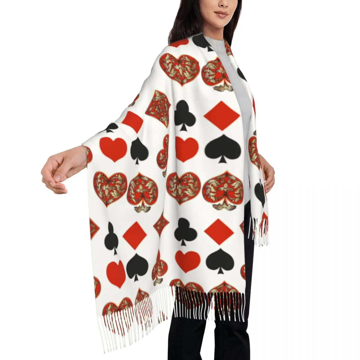 Poker Women's Tassel Shawl Scarf Fashion Scarf