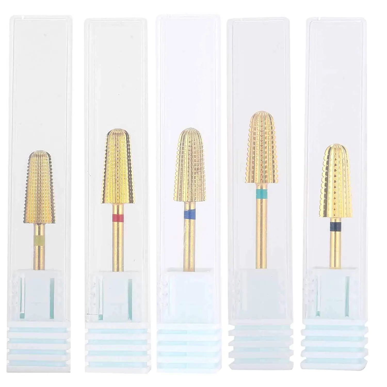 5 In 1 Golden Cone Nail Drill Bits Tungsten Steel  Art   For  Shaping   Polish Manicure Pedicure Tool