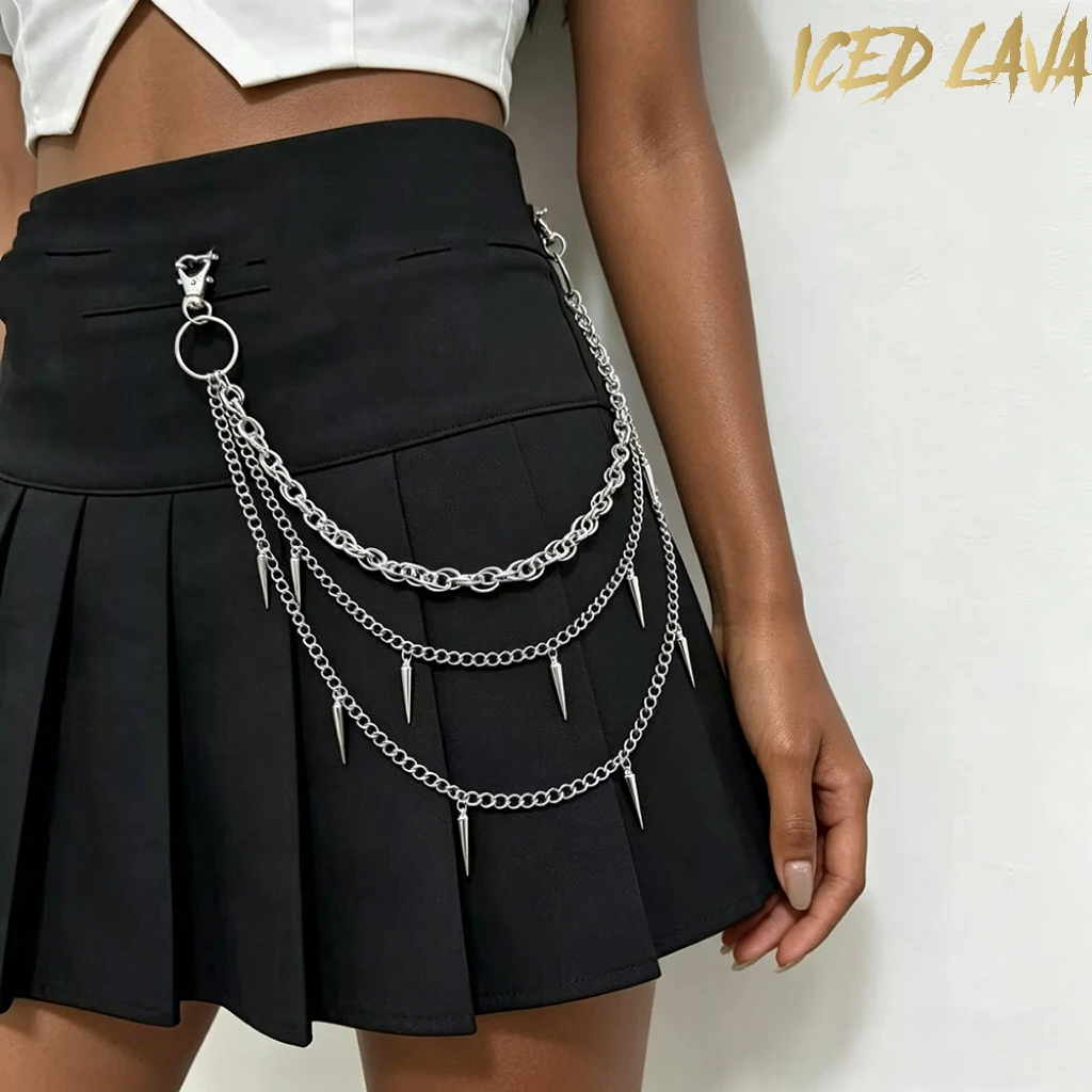 Gothic Punk Hip Hop Multi Layer Waist Chain Star Heart Spike Pendant Pants Chain Trouser Chain Skirt Belt Accessories