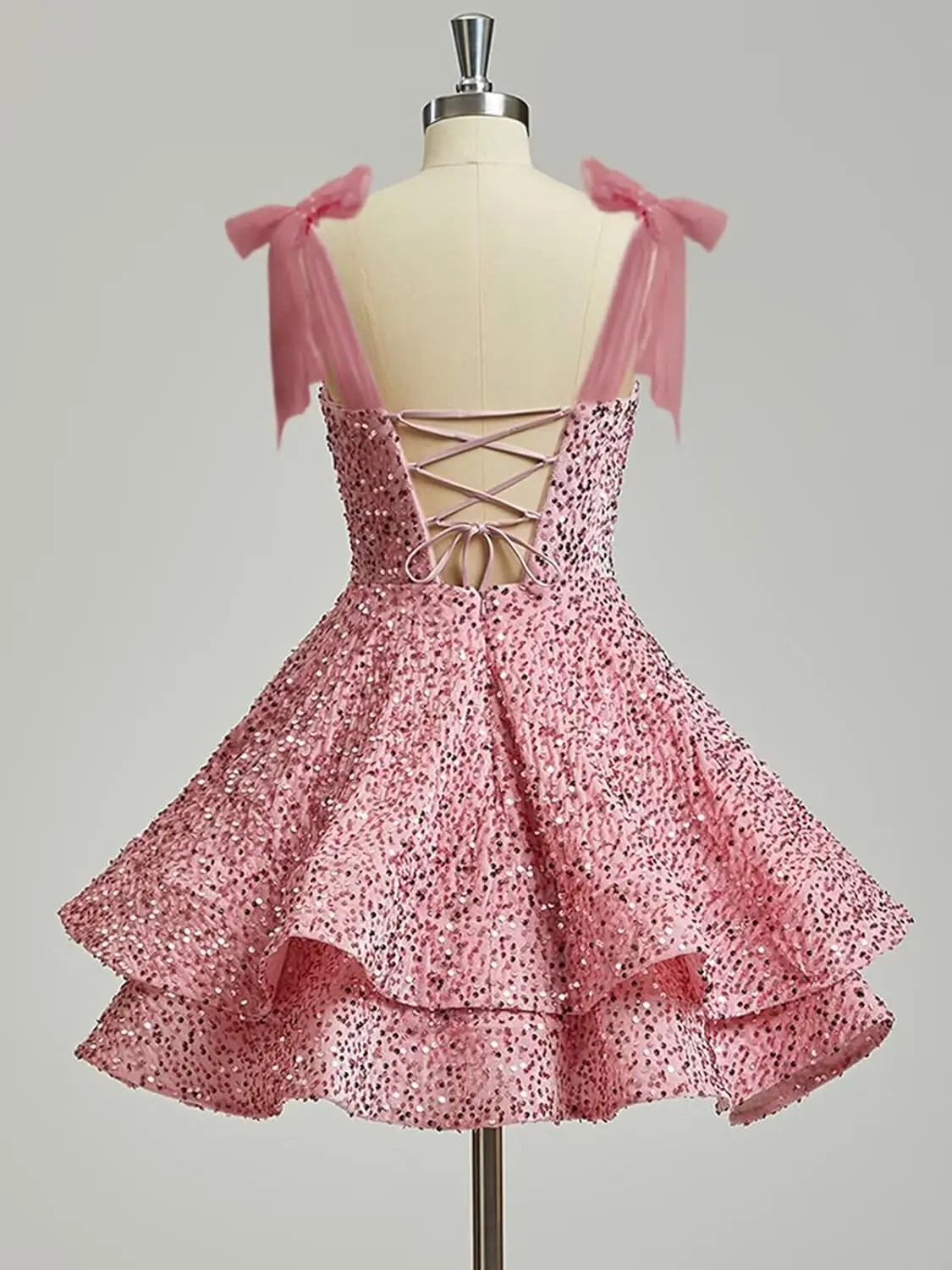 فساتين HOCO قصيرة بترتر متدرج 2025 مع فيونكة لحفلات العودة للوطن للمراهقين فساتين لحفلات الكوكتيل سباركلي #2